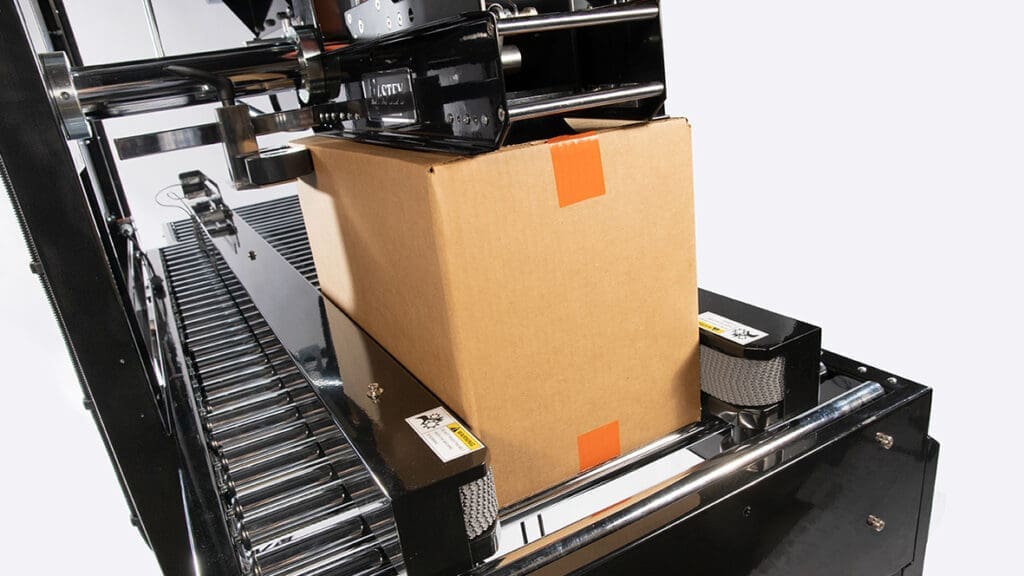A box being automatically taped by the SB-2EX Auto