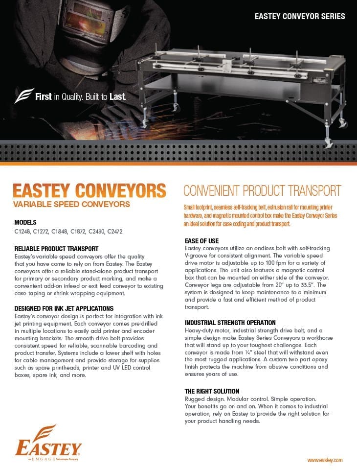 Brochure of the variable speed conveyor