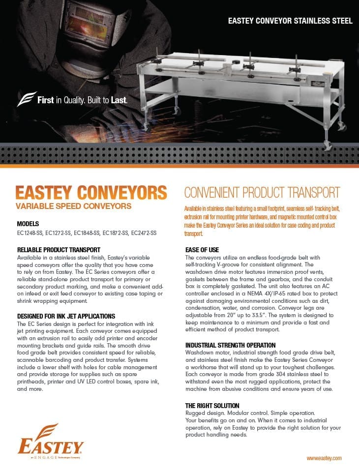 Brochure of the stainless steel variable speed conveyor