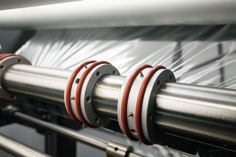 Adjustable pin perforator provides air evacuation in the film for clean and tight film shrinkage