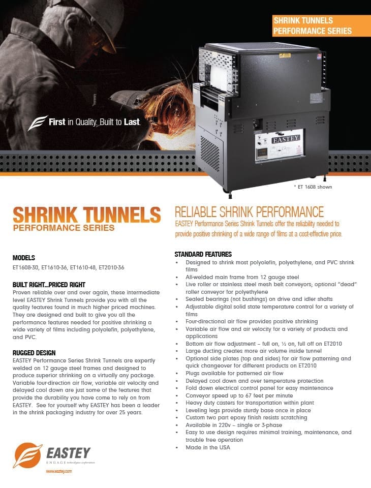 Eastey shrink tunnel brochure