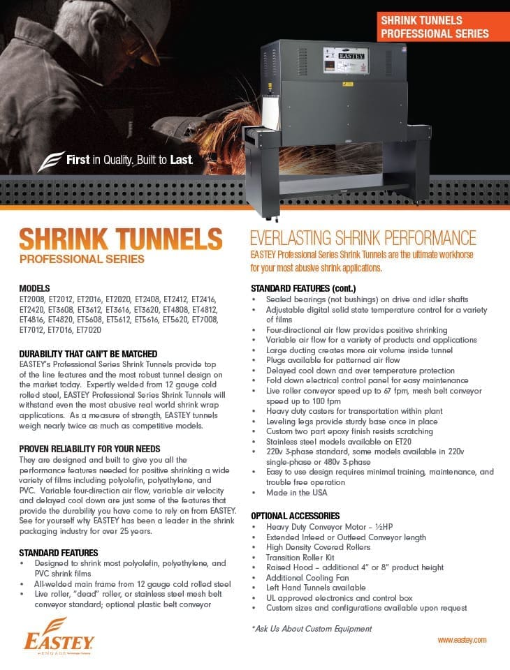 Eastey shrink tunnel brochure