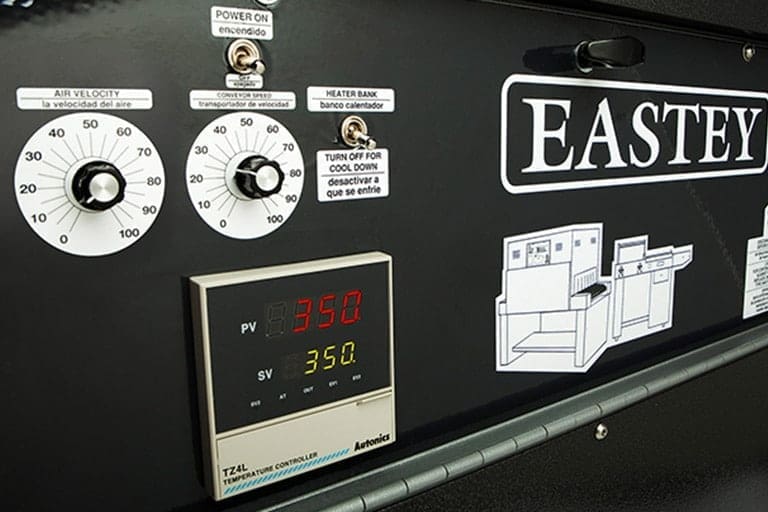 User control panel on an Eastey shrink tunnel