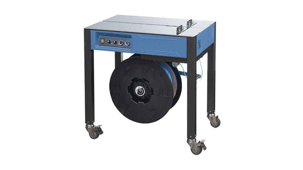 The EXS-100 table top strapping machine