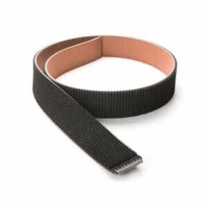 Black industrial belt on white background.
