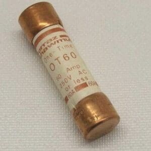 Electrical fuse with copper ends on surface.
