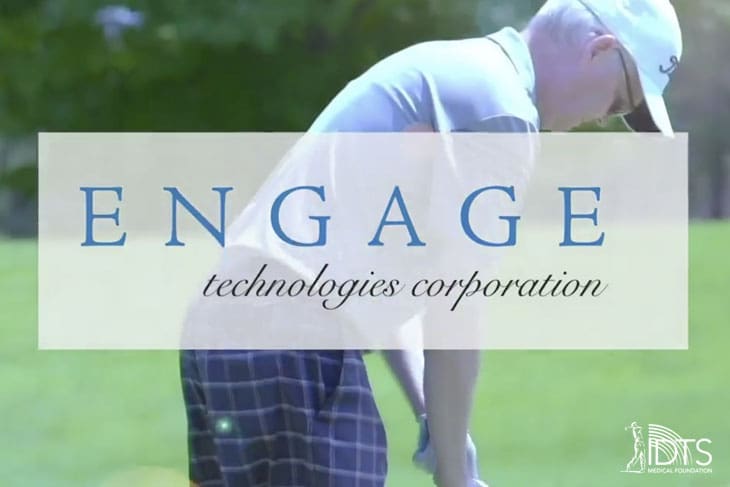 Golfer with Engage Technologies Corporation text overlay.
