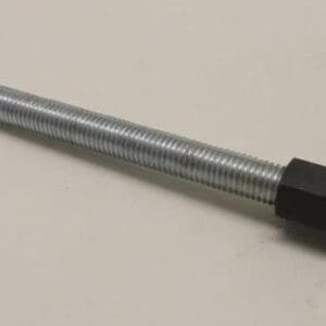 Threaded metal rod with hex nut attached.