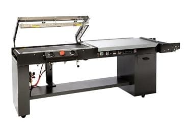 Industrial packaging heat sealer machine on display.